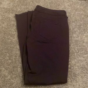 Dark purple skinny jeggings. Soft material. Worn once. Mid rise pant.